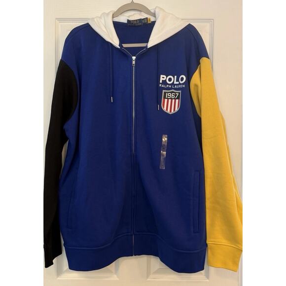 Polo Ralph Lauren Other - Polo Ralph Lauren NWOT Hoodie Men’s XLT 1967 Shield Logo Full Zip Jacket Warm